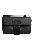 Dolce & Gabbana Black Logo Plaque Leather Buckled Shoulder Crossbody Bag
