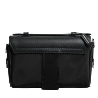 Dolce & Gabbana Black Logo Plaque Leather Buckled Shoulder Crossbody Bag