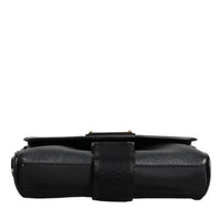 Dolce & Gabbana Black Logo Plaque Leather Buckled Shoulder Crossbody Bag