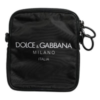 Dolce & Gabbana Black Logo Print Scuba Crossbody Shoulder Bag