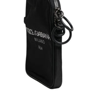 Dolce & Gabbana Black Logo Print Scuba Crossbody Shoulder Bag