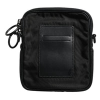 Dolce & Gabbana Black Logo Print Scuba Crossbody Shoulder Bag