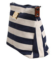 Dolce & Gabbana Blue White Stripes Logo Plaque Tote Bag