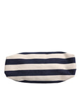 Dolce & Gabbana Blue White Stripes Logo Plaque Tote Bag