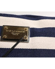 Dolce & Gabbana Blue White Stripes Logo Plaque Tote Bag