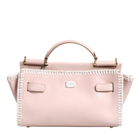 Dolce & Gabbana Light Pink Logo Plaque Soft Leather Strap Crossbody Bag