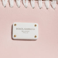 Dolce & Gabbana Light Pink Logo Plaque Soft Leather Strap Crossbody Bag
