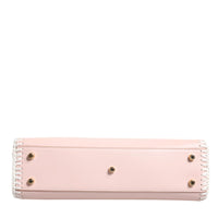 Dolce & Gabbana Light Pink Logo Plaque Soft Leather Strap Crossbody Bag