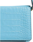 Dolce & Gabbana Blue Branded Maxi Plate Leather Crossbody Phone Bag