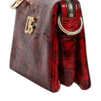 Dolce & Gabbana Red Exotic Leather DG Logo Women Crossbody Bag