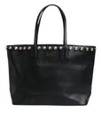 Dolce & Gabbana Black Crystal Leather Shopping Women Tote Bag