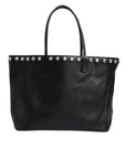 Dolce & Gabbana Black Crystal Leather Shopping Women Tote Bag