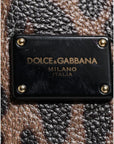 Dolce & Gabbana Brown Black Calfskin Leopard Print Shoulder Tote Bag