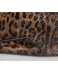 Dolce & Gabbana Brown Black Calfskin Leopard Print Shoulder Tote Bag