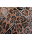 Dolce & Gabbana Brown Black Calfskin Leopard Print Shoulder Tote Bag
