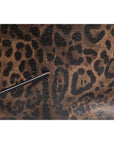 Dolce & Gabbana Brown Black Calfskin Leopard Print Shoulder Tote Bag