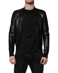 Dolce & Gabbana Black Lambskin Full Zip Biker Blouson Jacket