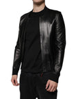 Dolce & Gabbana Black Lambskin Full Zip Biker Blouson Jacket