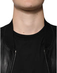 Dolce & Gabbana Black Lambskin Full Zip Biker Blouson Jacket