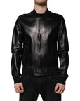 Dolce & Gabbana Black Leather Full Zip Biker Blouson Jacket