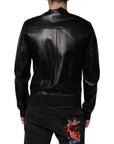 Dolce & Gabbana Black Leather Full Zip Biker Blouson Jacket