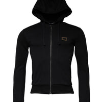 Dolce & Gabbana Black Logo Full Zip Hooded Sweatshirt Sweater