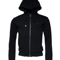 Dolce & Gabbana Black Logo Full Zip Hooded Sweatshirt Sweater