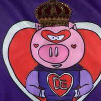 Dolce & Gabbana Purple Year Of The Pig Full Zip Bomber Sweater