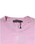 Dolce & Gabbana Pink Logo Print Cotton Crew Neck T-shirt
