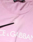 Dolce & Gabbana Pink Logo Print Cotton Crew Neck T-shirt
