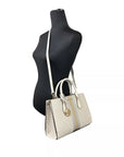 Michael Kors Sheila Medium Crossbody Satchel Purse Bag Pale Gold