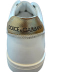 Dolce & Gabbana White Leather Heart Embellished Sneakers Shoes