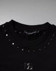 Dolce & Gabbana Black Logo Stud Pullover Sweatshirt Sweater
