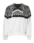 Dolce & Gabbana White Black Printed Cotton Sweatshirt Sweater