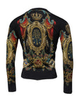 Dolce & Gabbana Black Heraldic DG Silk Round Neck Pullover Sweater