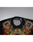Dolce & Gabbana Black Heraldic DG Silk Round Neck Pullover Sweater