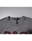 Dolce & Gabbana Gray Logo Print Cotton Crew Neck Men T-shirt
