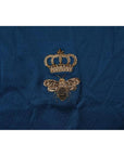 Dolce & Gabbana Blue Crown Bee Cotton Men Crew Neck T-shirt