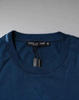 Dolce & Gabbana Blue Crown Bee Cotton Men Crew Neck T-shirt