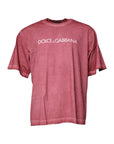 Dolce & Gabbana Pink Logo Print Cotton Crew Neck T-shirt