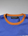 Dolce & Gabbana Blue Graphic Print Cotton Crew Neck T-shirt