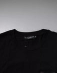Dolce & Gabbana Black Logo Patch Cotton Crew Neck T-shirt