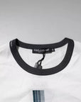Dolce & Gabbana White Blue Logo Cotton Men Crew Neck T-shirt