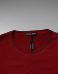 Dolce & Gabbana Red Logo Tape Cotton Crew Neck T-shirt