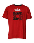 Dolce & Gabbana Red Logo Crown Cotton Crew Neck T-shirt
