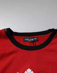 Dolce & Gabbana Red Logo Crown Cotton Crew Neck T-shirt