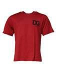 Dolce & Gabbana Red DG Logo Cotton Crew Neck T-shirt
