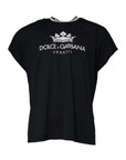 Dolce & Gabbana Dark Blue Logo Crown Cotton Crew Neck T-shirt
