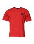 Dolce & Gabbana Red DG Logo Patch Cotton Crew Neck T-shirt
