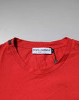 Dolce & Gabbana Red DG Logo Patch Cotton Crew Neck T-shirt